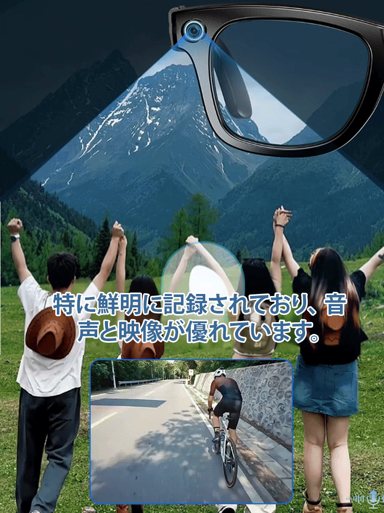 写真撮影+Bluetooth通話AIリアルタイム翻訳識別スマートグラス