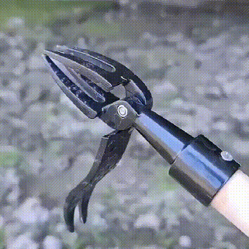 허리를 굽히지 않고 잡초를 뽑는 모습