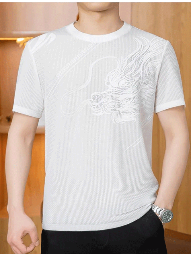 남성 패션 자카드 핫픽스 아이스 반팔티