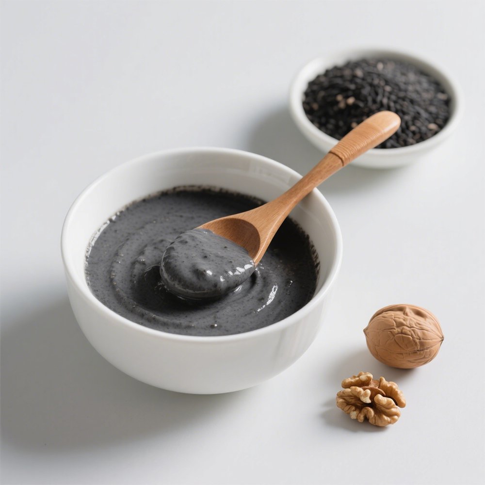 Nahaufnahme vom cremigen Sesampudding