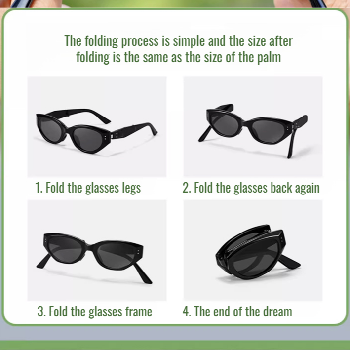 Women's lightweight foldable cat eye protection summer small folding sunglasses