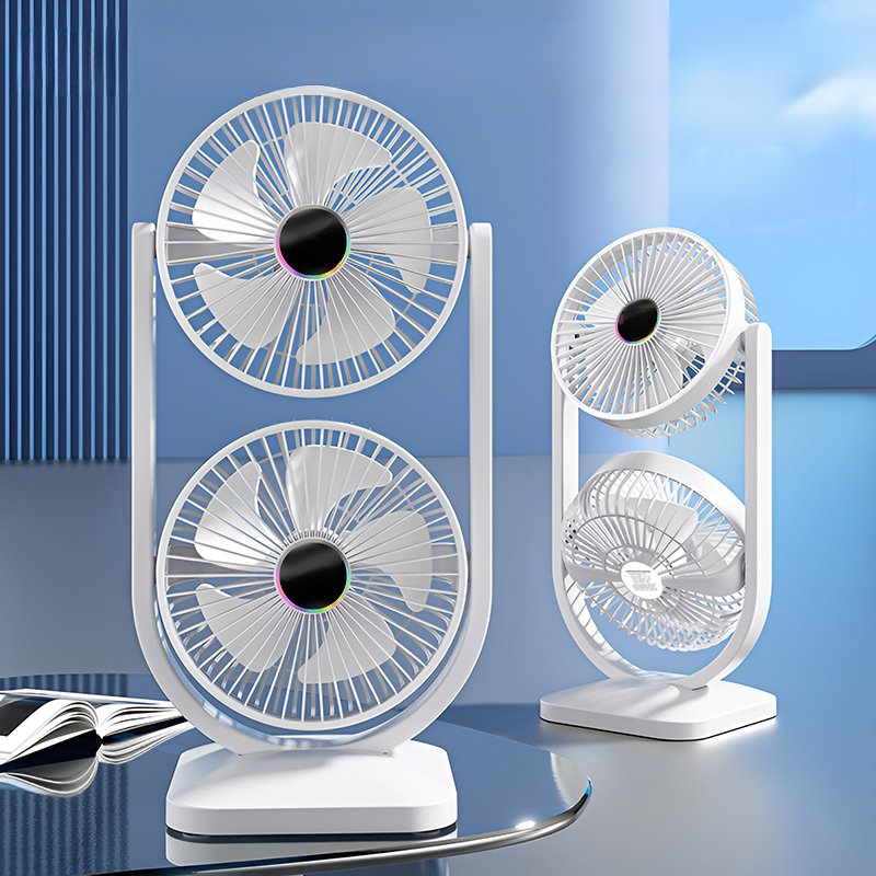 2025年新日本製・韓国製双  頭二層扇風機 静音卓上扇風機 高風量空気循環扇風機 USB充電