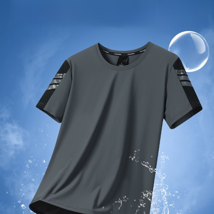 メンズ半袖Tシャツ 速乾通気性アイスシルクストレッチカジュアルトップライトボトム半袖Tシャツ