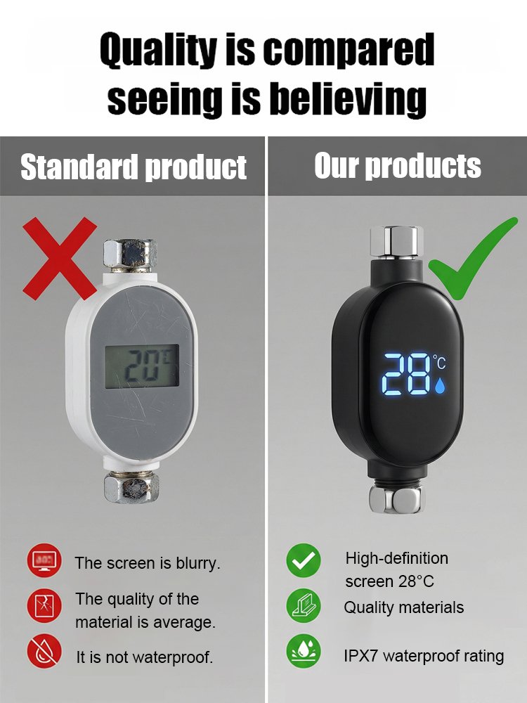 Smart Waterproof Shower Head Temperature Display