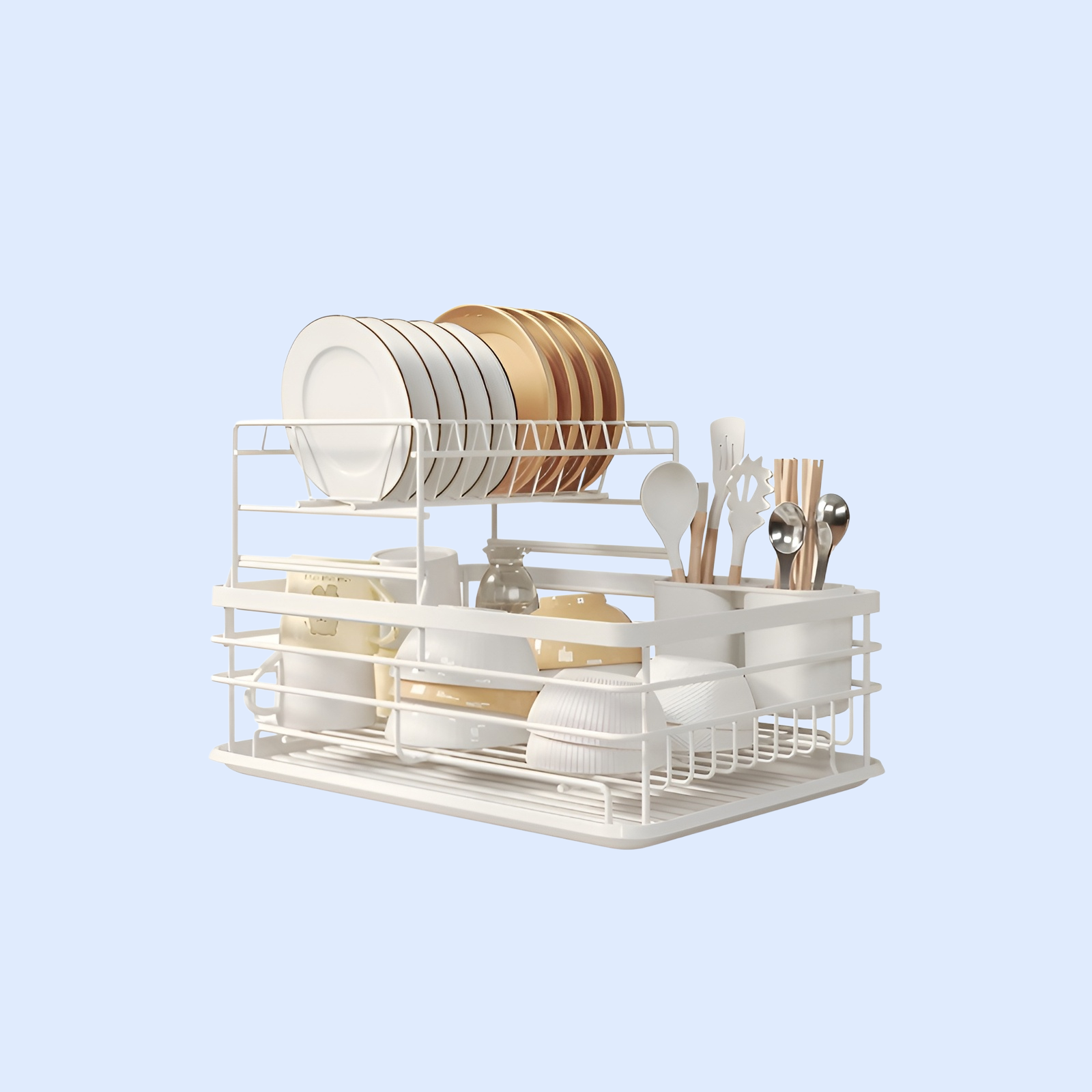Countertop Dish Rack Organizer with Drainage Function