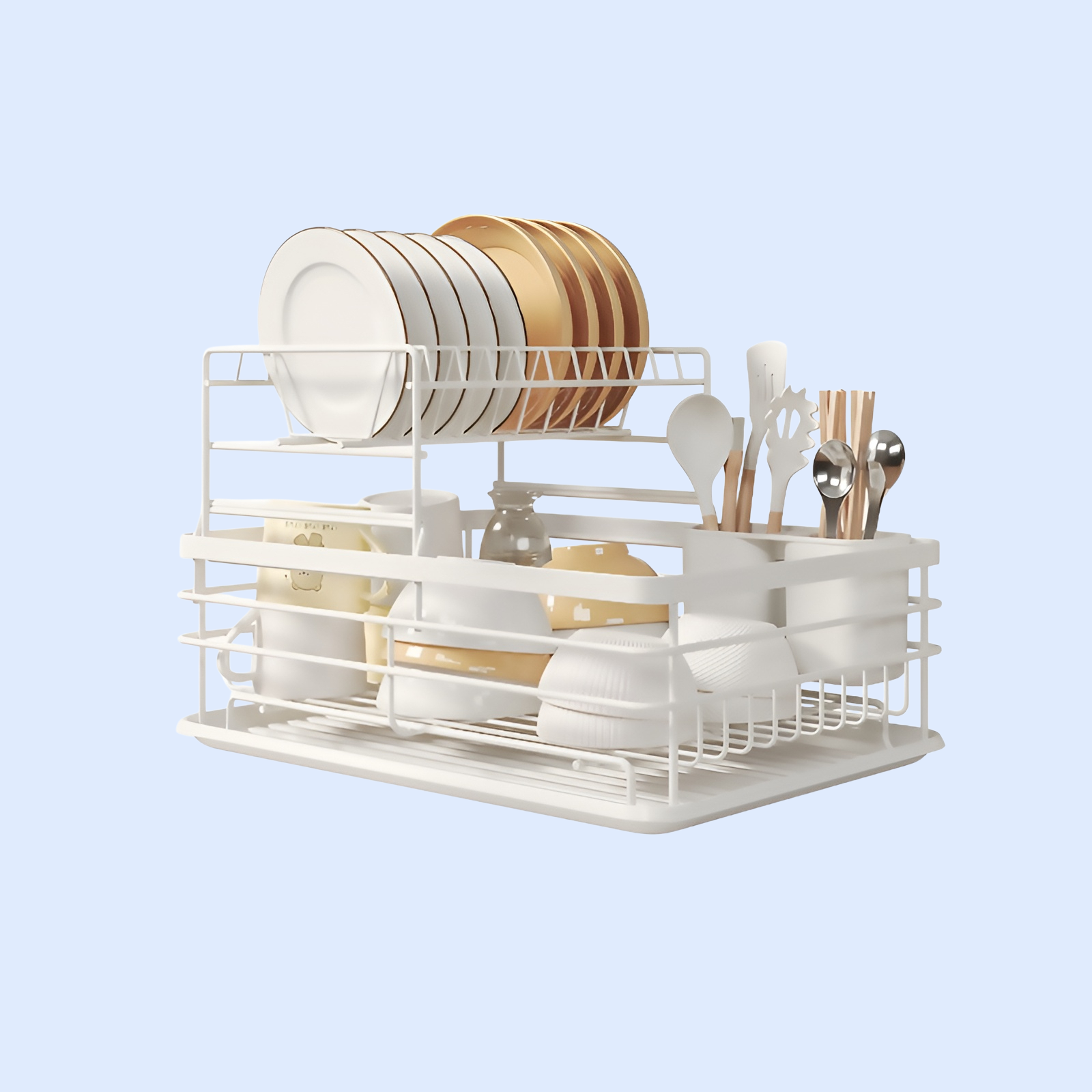Countertop Dish Rack Organizer with Drainage Function