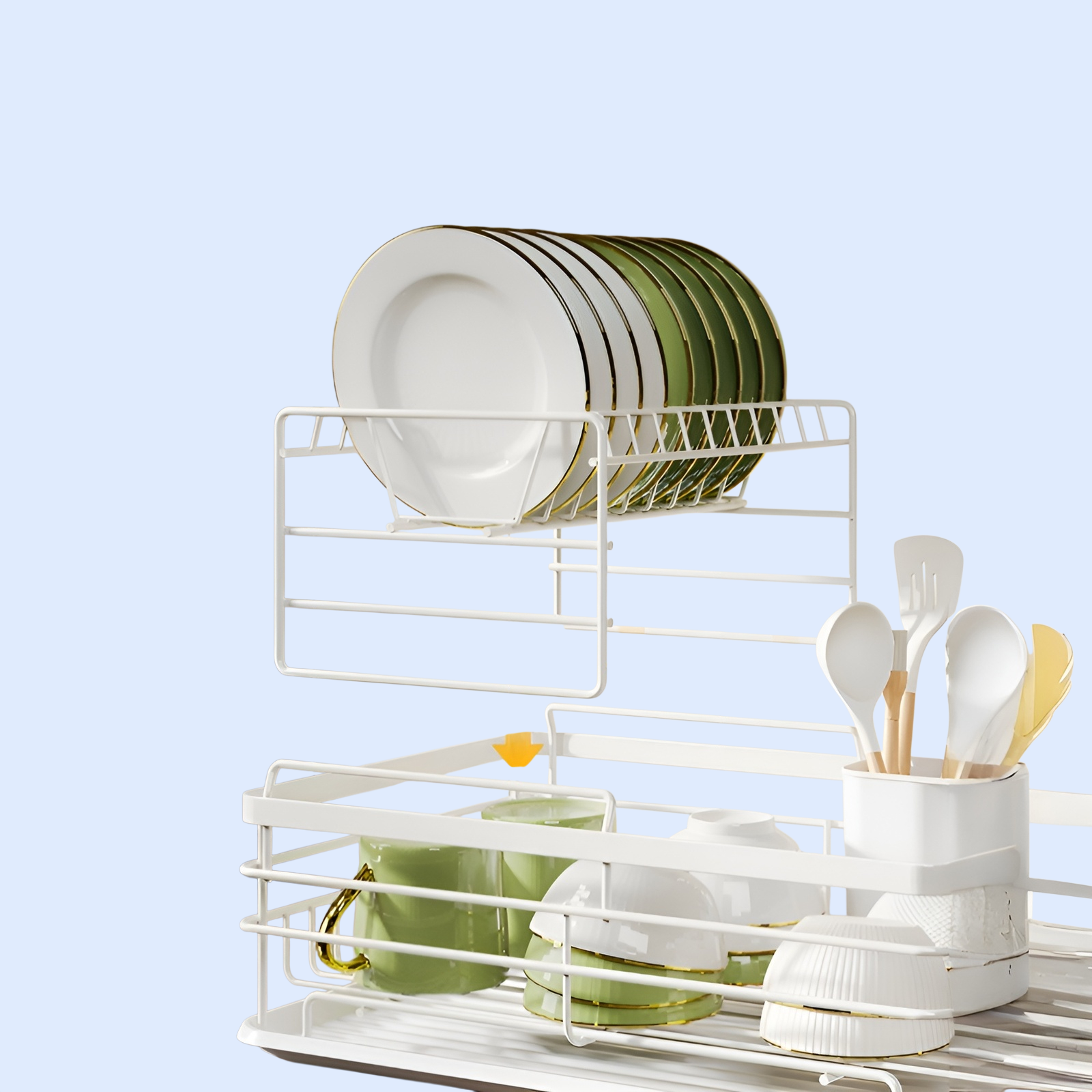 Countertop Dish Rack Organizer with Drainage Function