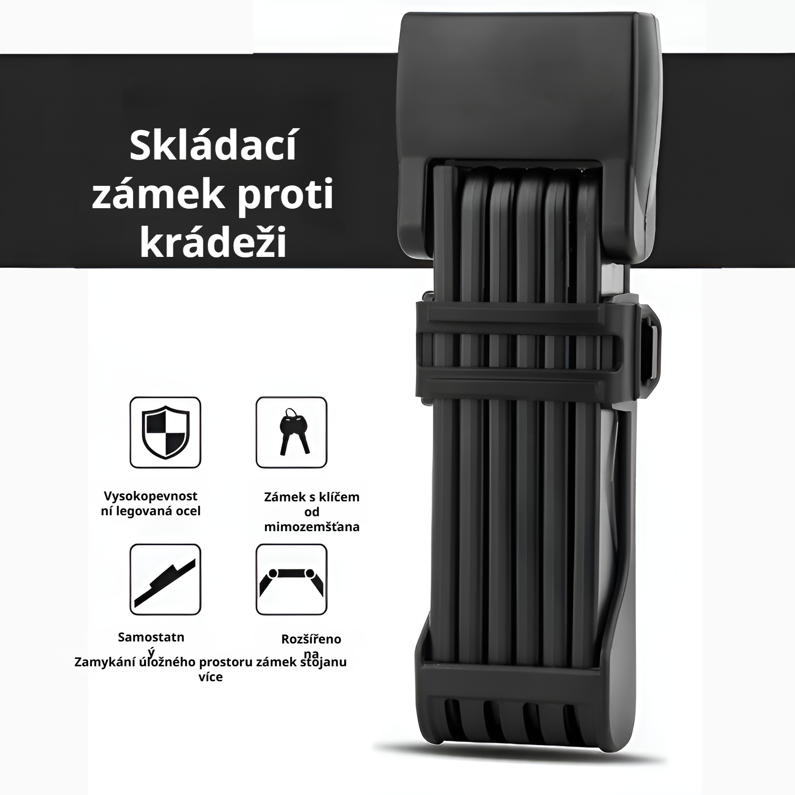 Zámek na kolo, zámek proti krádeži pro horská a silniční kola, skládací zámek.