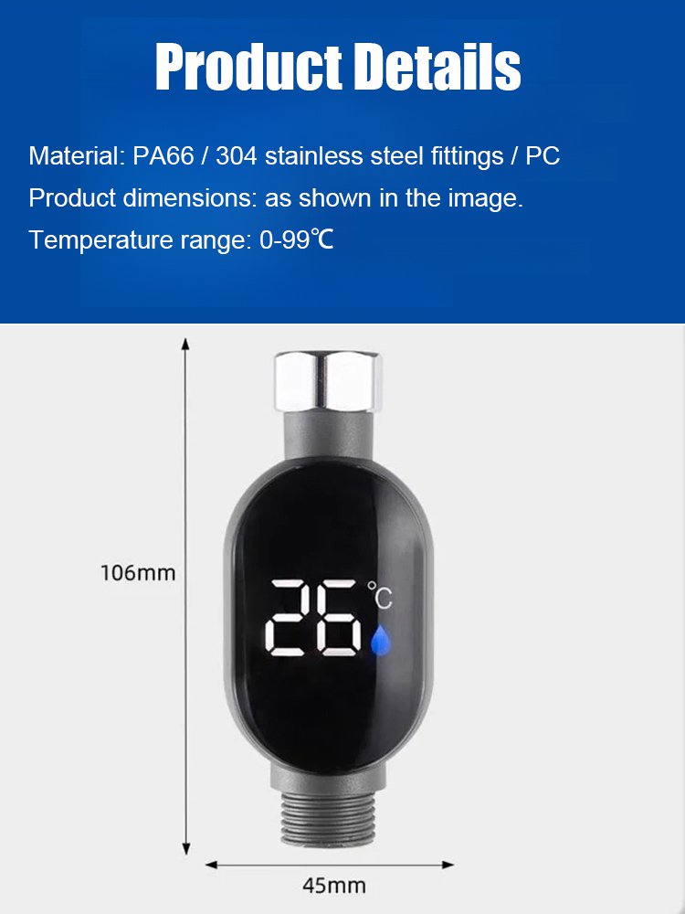 Smart Waterproof Shower Head Temperature Display