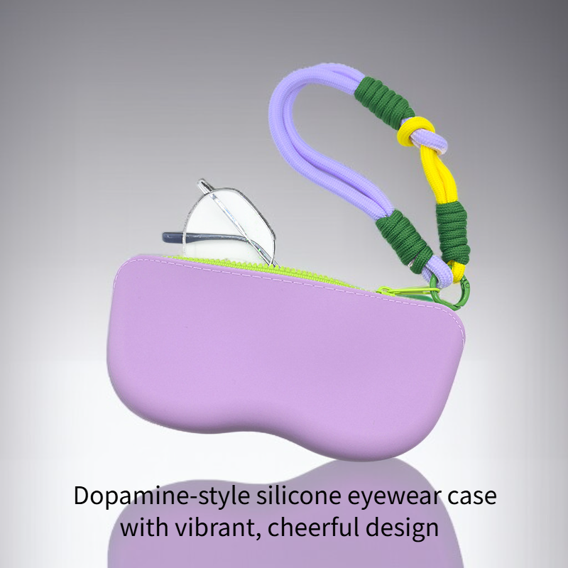 Silicone sunglasses storage bag with lanyard