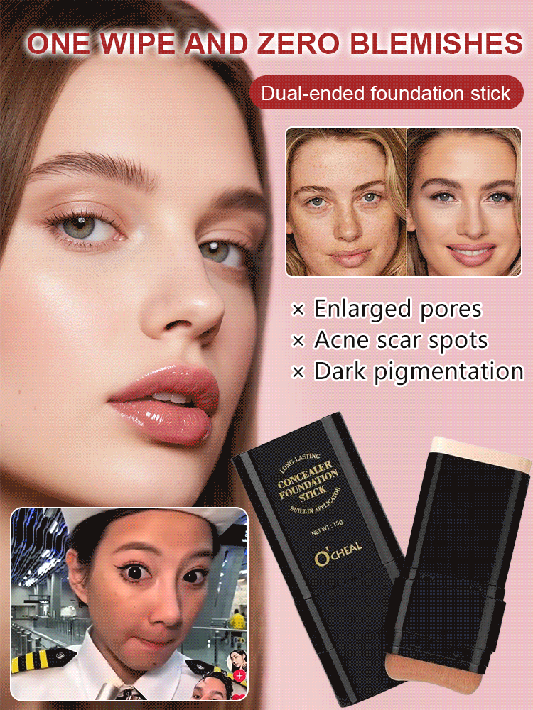 【Quick and smooth skin】Long-lasting concealer double-ended foundation stick