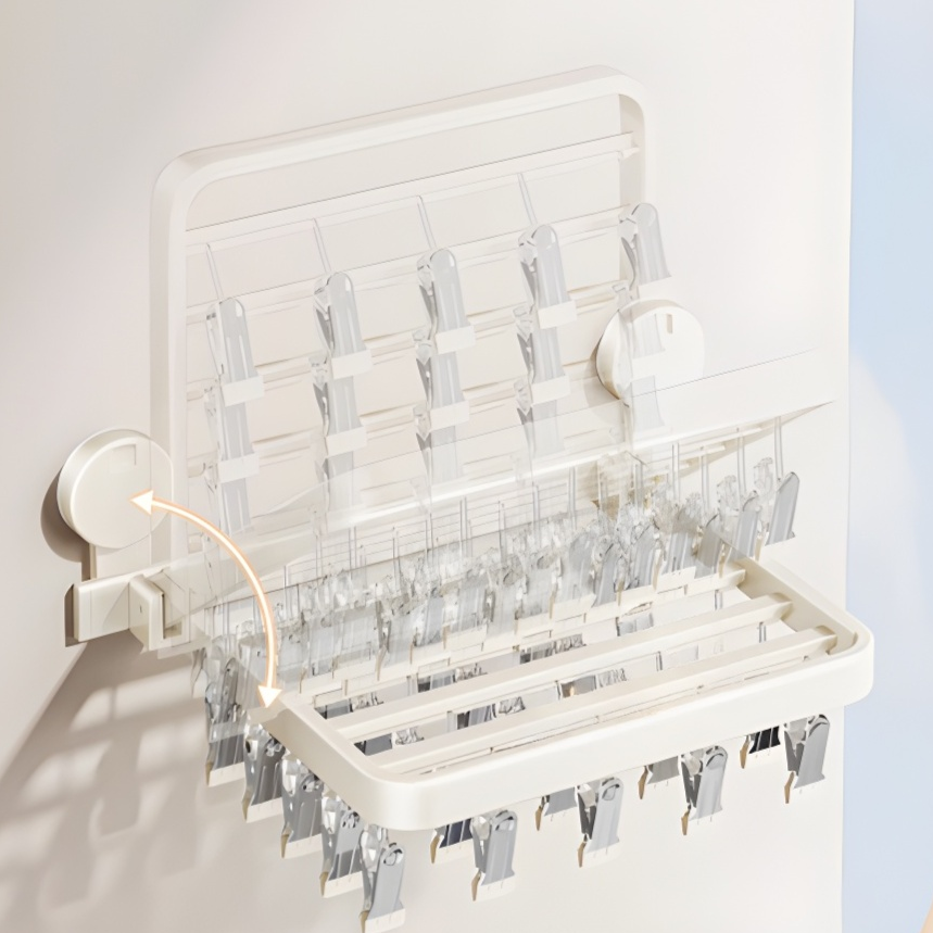 吸盤靴下物干しラック壁掛け設置イメージ