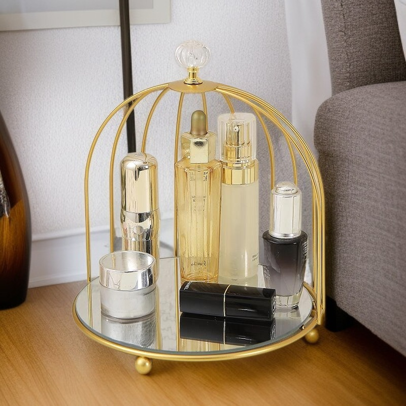 단철 이중층 황금색 새장 디저트 테이블 디스플레이 스탠드 장식품