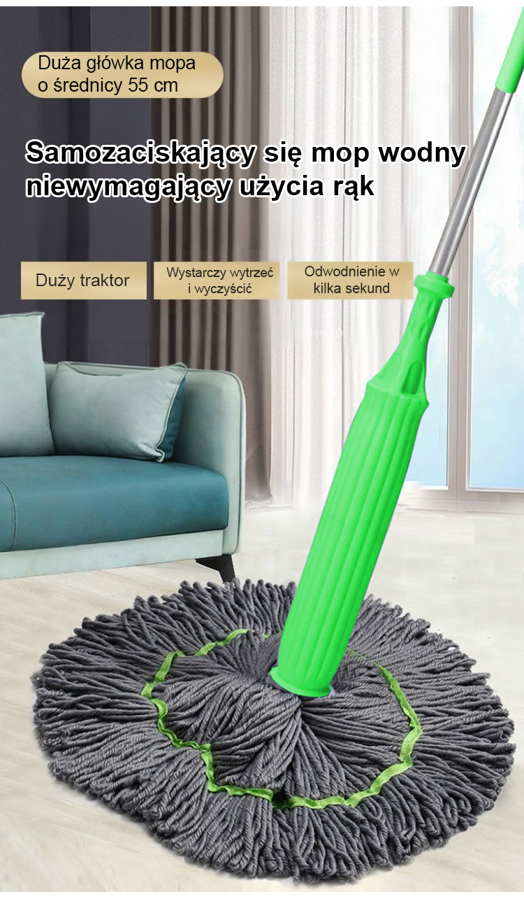 Mop z włókna bambusowego z funkcją samoczyszczenia