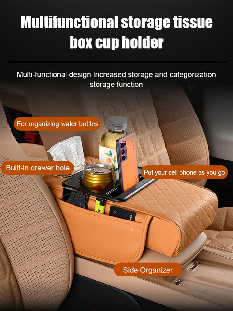 Multifunctional Car Armrest Cushion with Integrated Booster