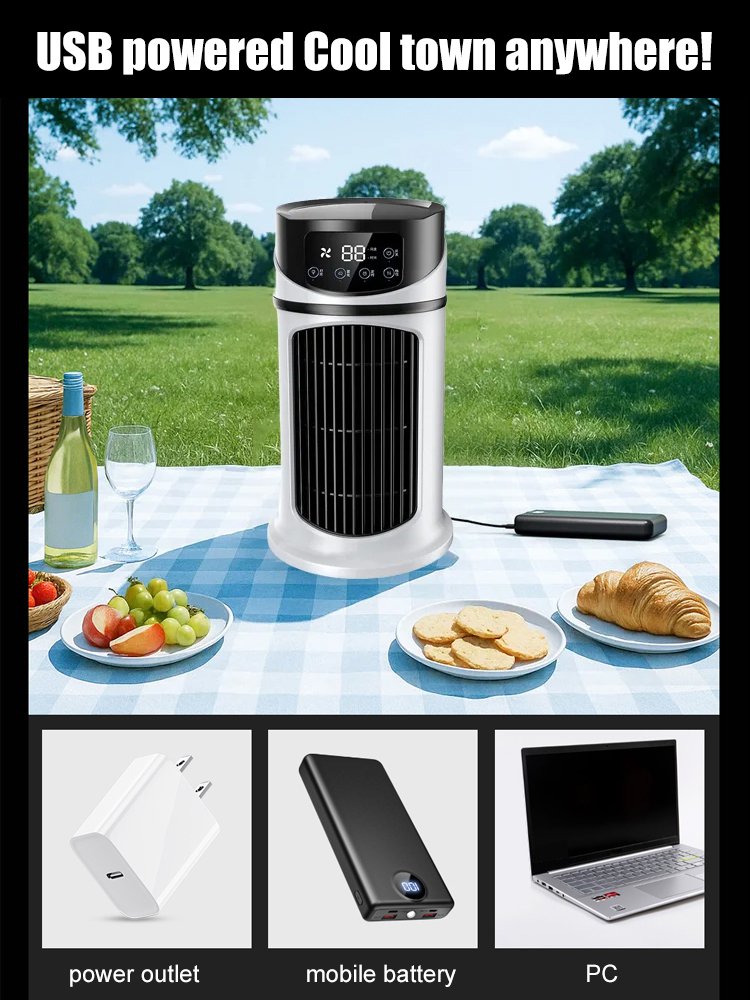 Quiet, compact air cooler with mist humidifier function