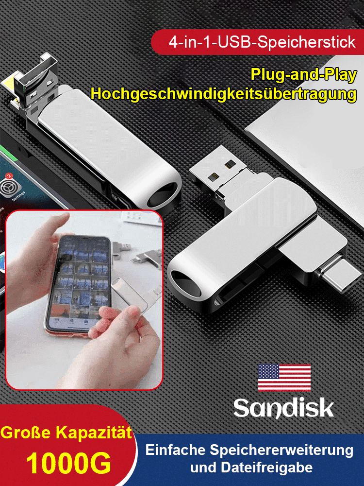 4-in-1 USB-Stick zur Speichererweiterung für Mobiltelefone