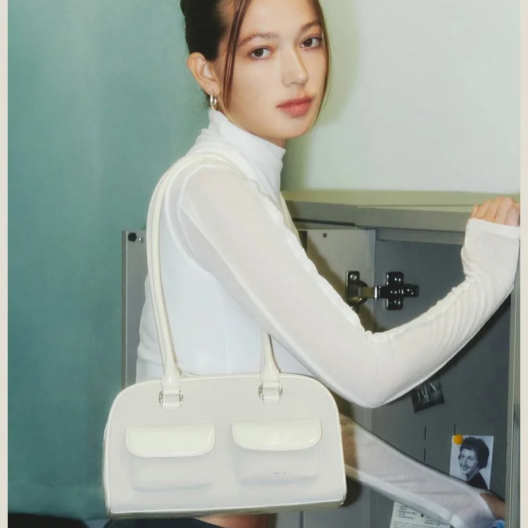 여성용 숄더 볼링 바게트백