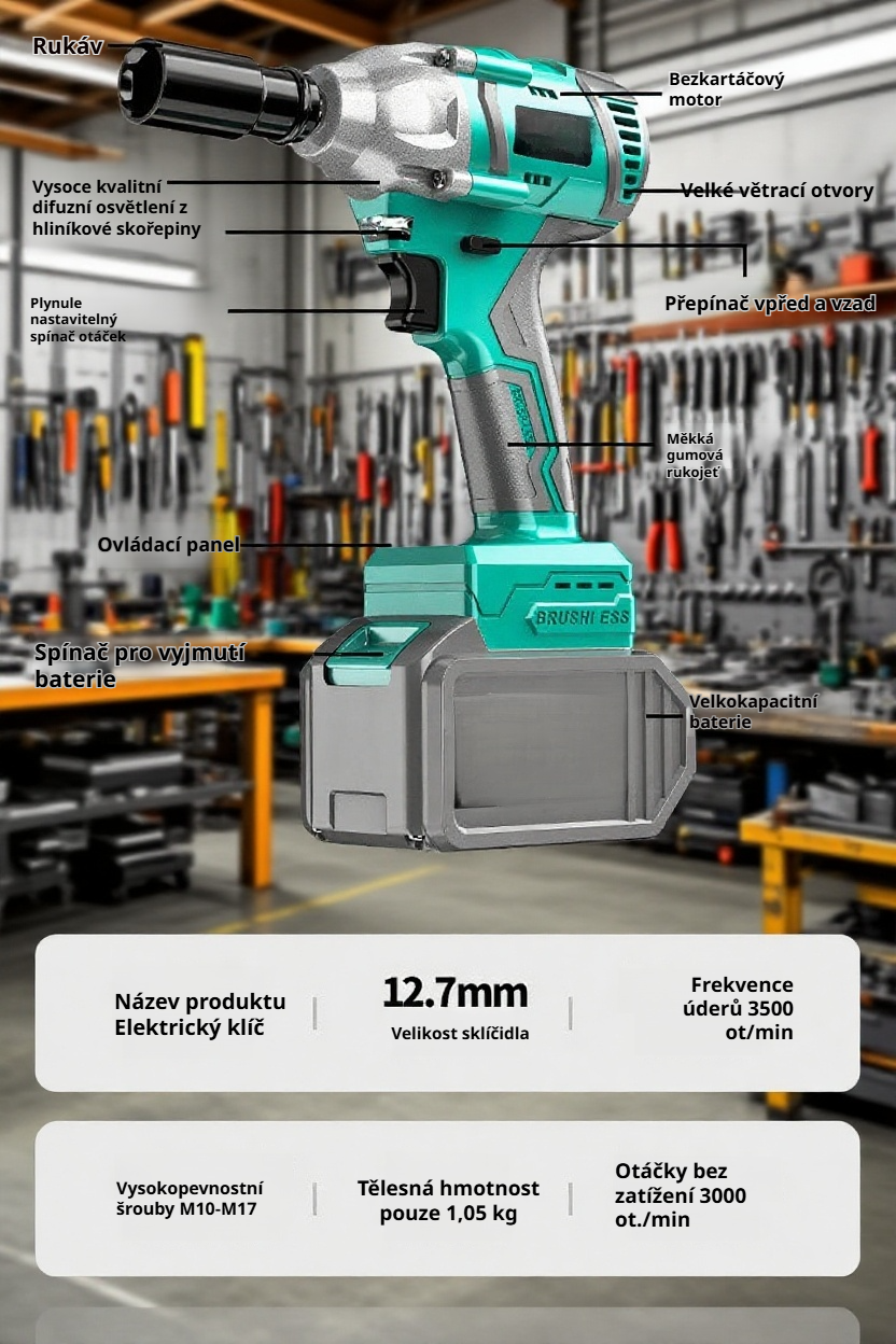 Odolný bezuhlíkový utahovák na lithium s vysokým výkonem