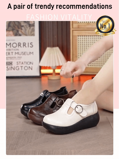 Magic Tape Thick-Soled Genuine Leather Rocking Shoes