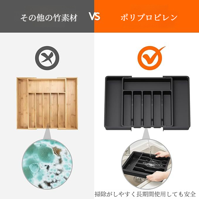 グレーの格納式カトラリーボックス