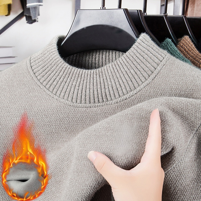 남성 도톰 기모 자수 니트