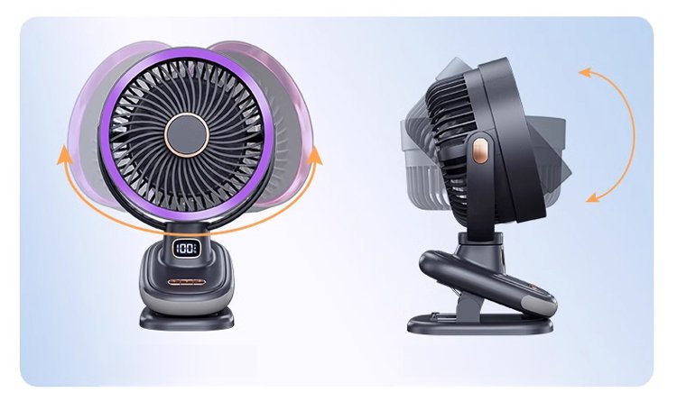 安全ガード付きクリップ式扇風機のアップ写真