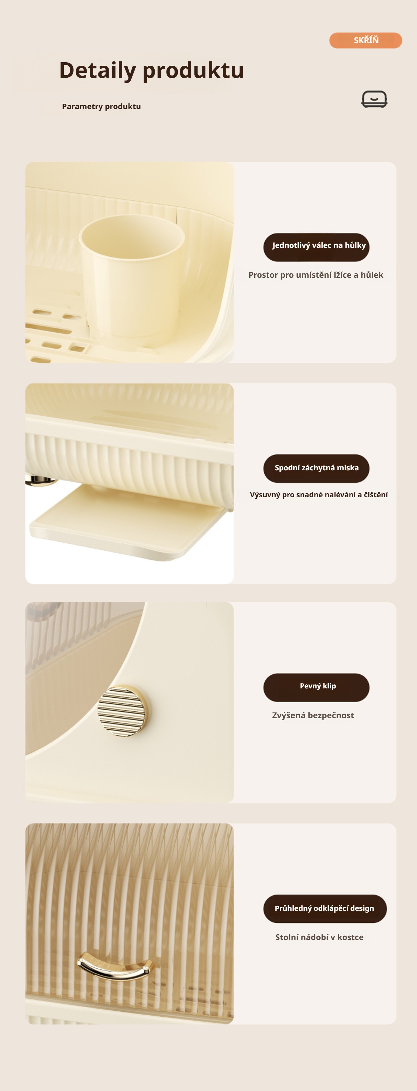 Hygienické skladování talířů a kuchyňského náčiní