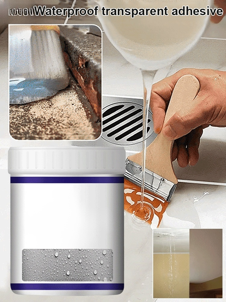 Transparent waterproof adhesive for internal and external walls