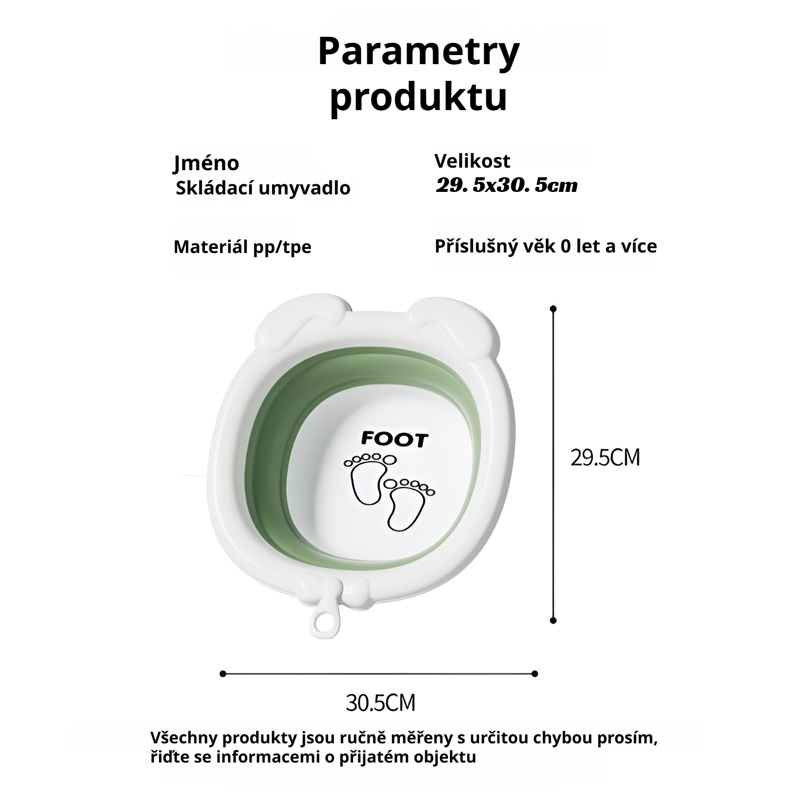 Skládací umyvadlo na obličej pro miminka