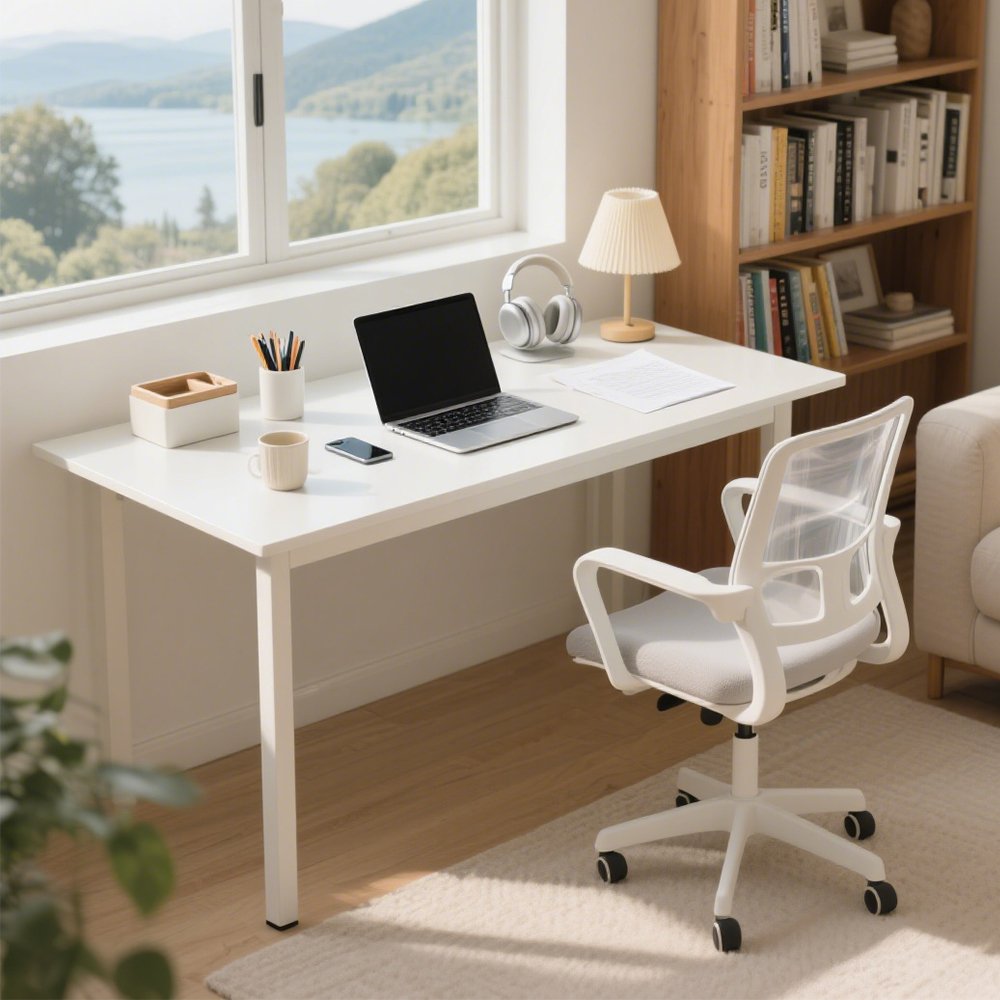 높이 조절 기능을 보여주는 사무실 데스크