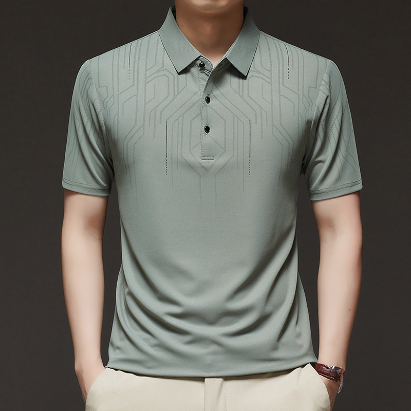 반팔셔츠 여름 아이스 프린트 루즈핏 반팔 티셔츠 남자 중년 아빠 상의