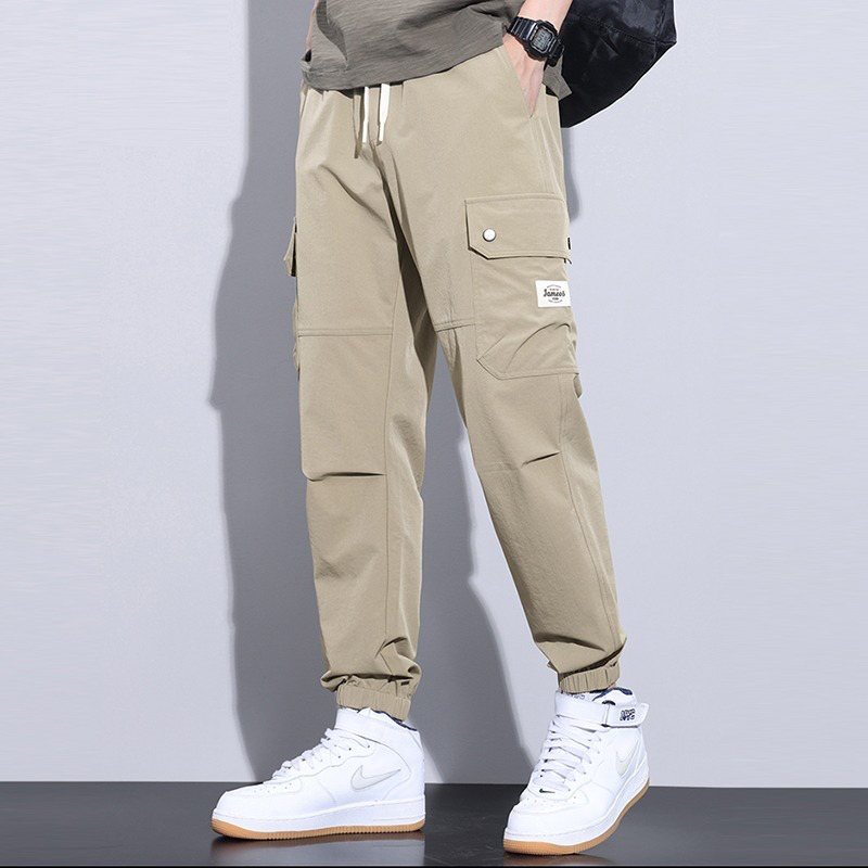 남성 와이드 배기 아이스 통기성 카고 팬츠 봄 조거 속건 트레이닝 캐주얼 팬츠 멀티 포켓 아메리칸 와이드 빅 사이즈 팬츠
