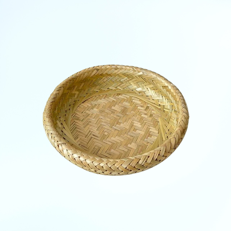 수제 이중 겹 레이저 컷 대나무 바구니