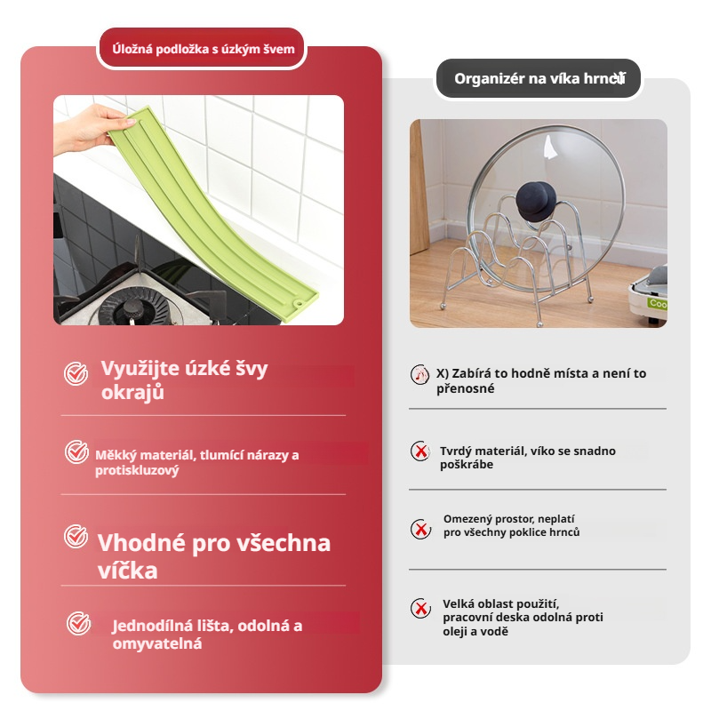 Silikonový protiskluzový organizér na pokličky hrnců