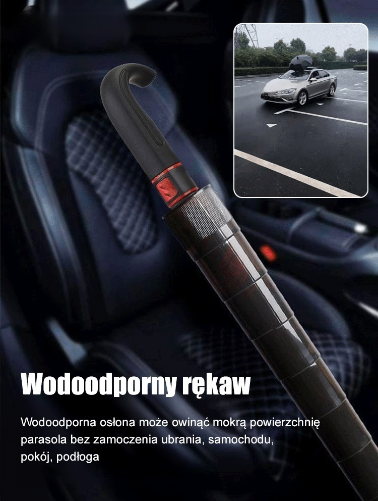 Automatyczny, dwuwarstwowy, wiatroodporny parasol.