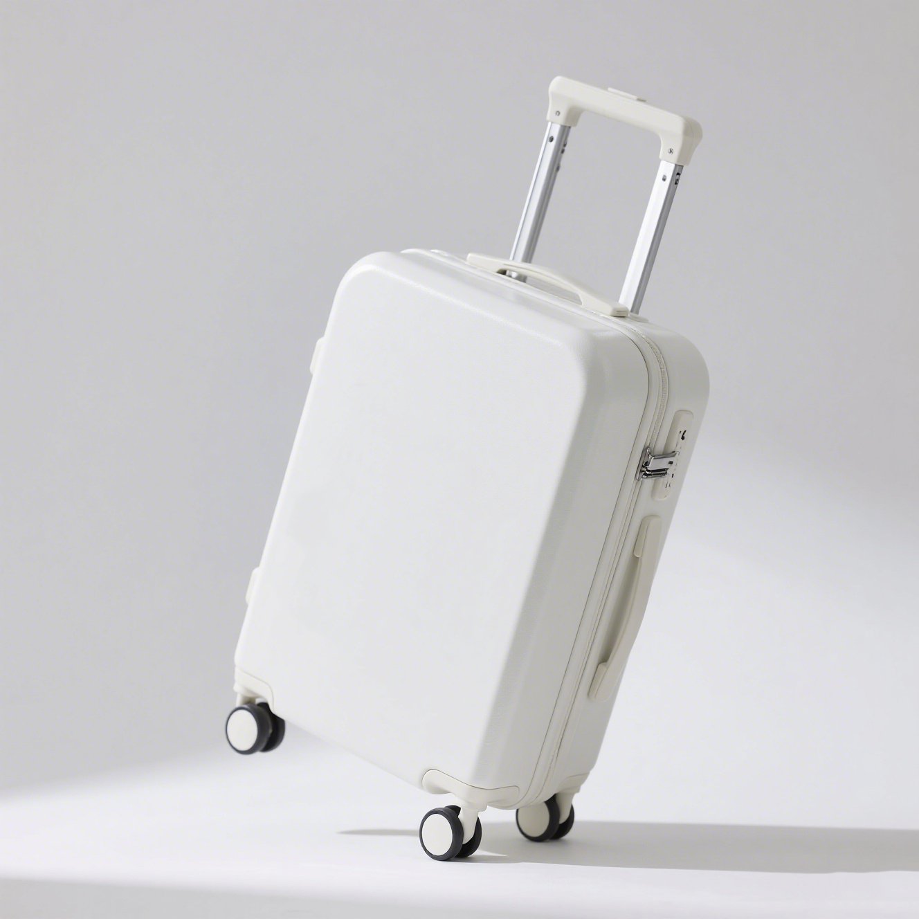 Přenosný kufr v bílé barvě – pohled zepředu