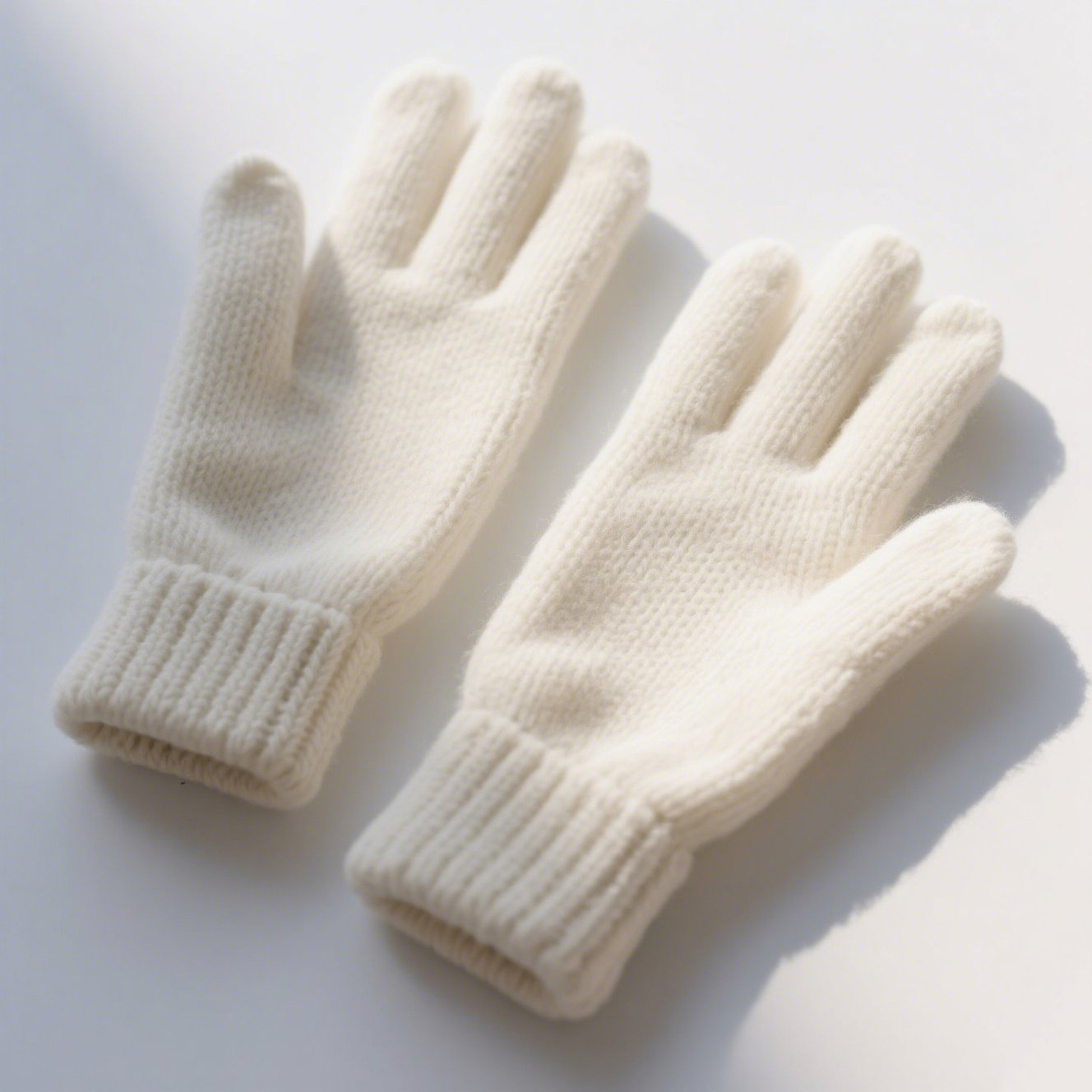 Detail ručně pletených vlněných rukavic