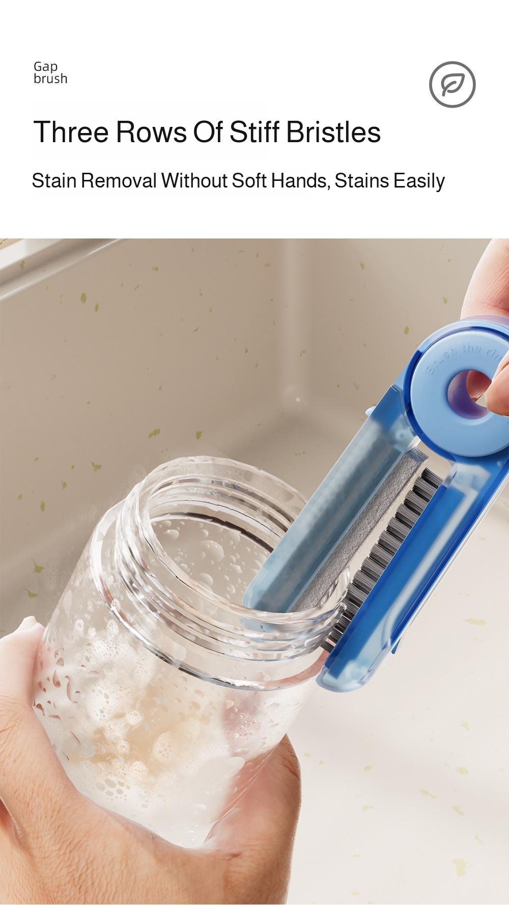 Close-up of multi-function brush bristles on cup surface