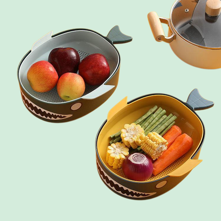 طبق فاكهة سميك متعدد الوظائف وسلة تصريف وسلة تخزين