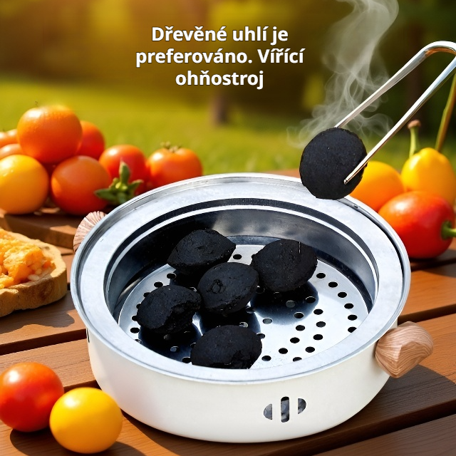 Multifunkční uhlíkový gril s čajovou varnou deskou