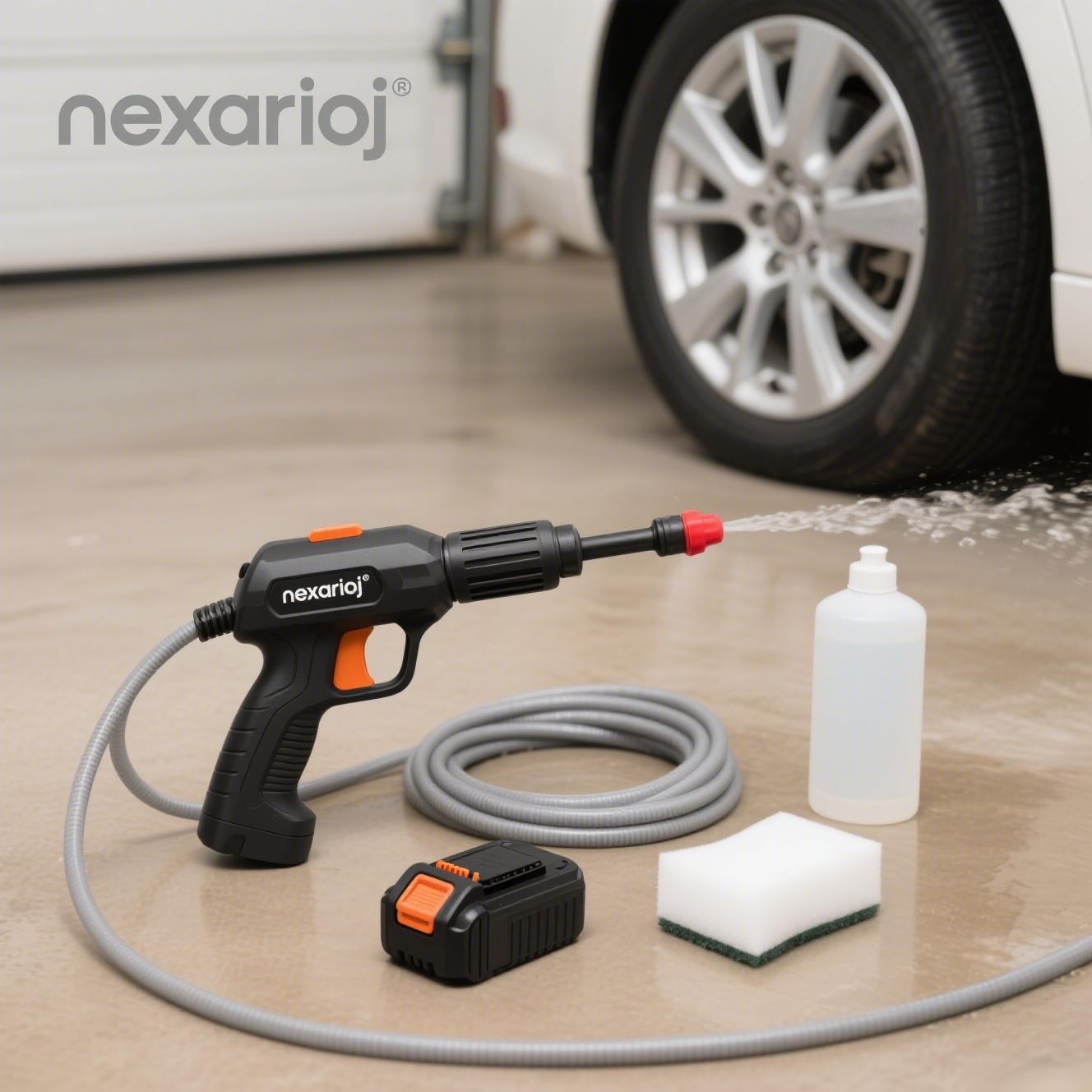 Lavar el coche con pistola de agua