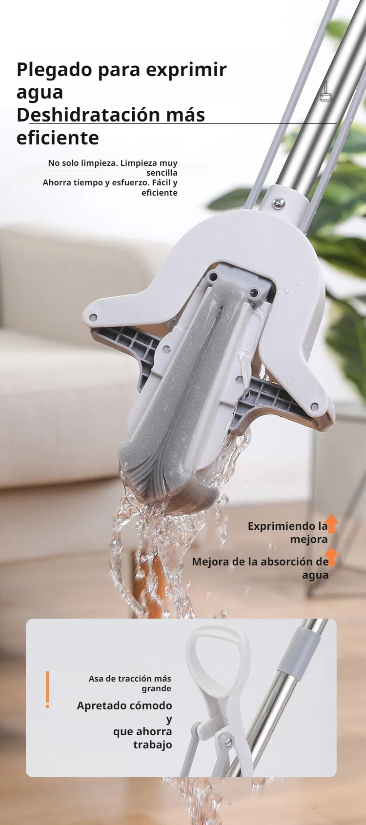 Fácil manejo de la fregona para limpiar suelos y superficies