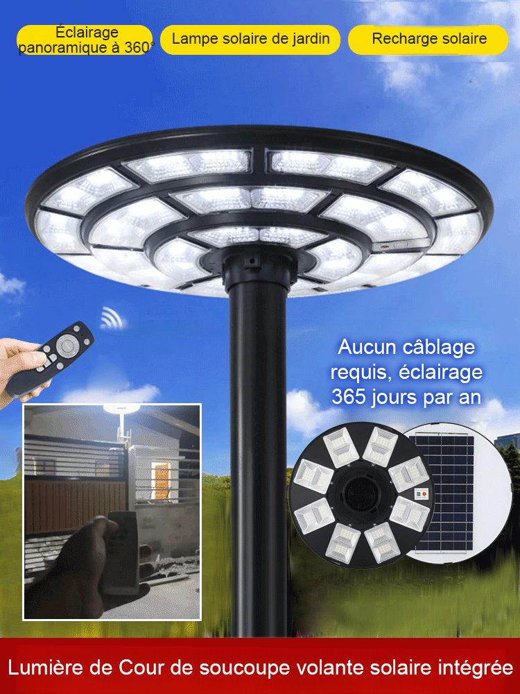 Lumière de Cour de soucoupe volante solaire intégrée