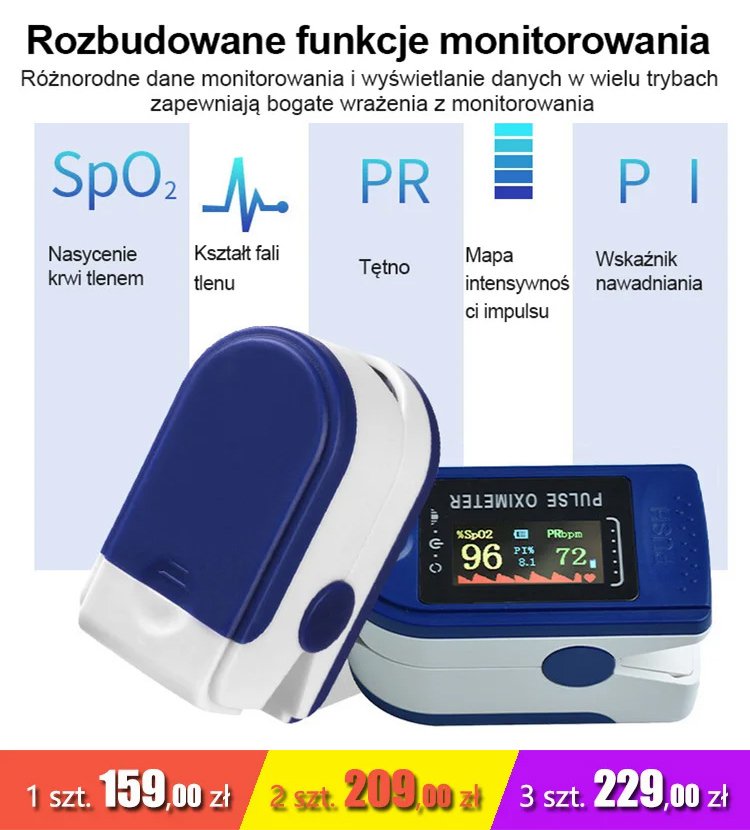 Domowy monitor tlenu we krwi z klipsem na palec