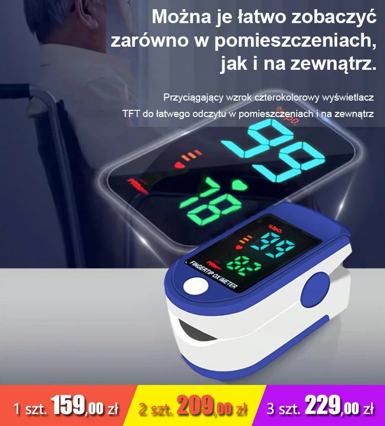 Domowy monitor tlenu we krwi z klipsem na palec