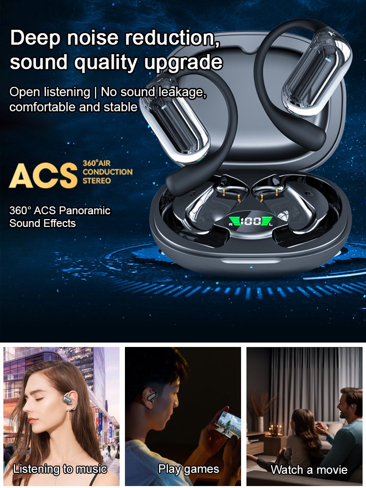 Full-color touch smart screen over-ear Bluetooth headphones