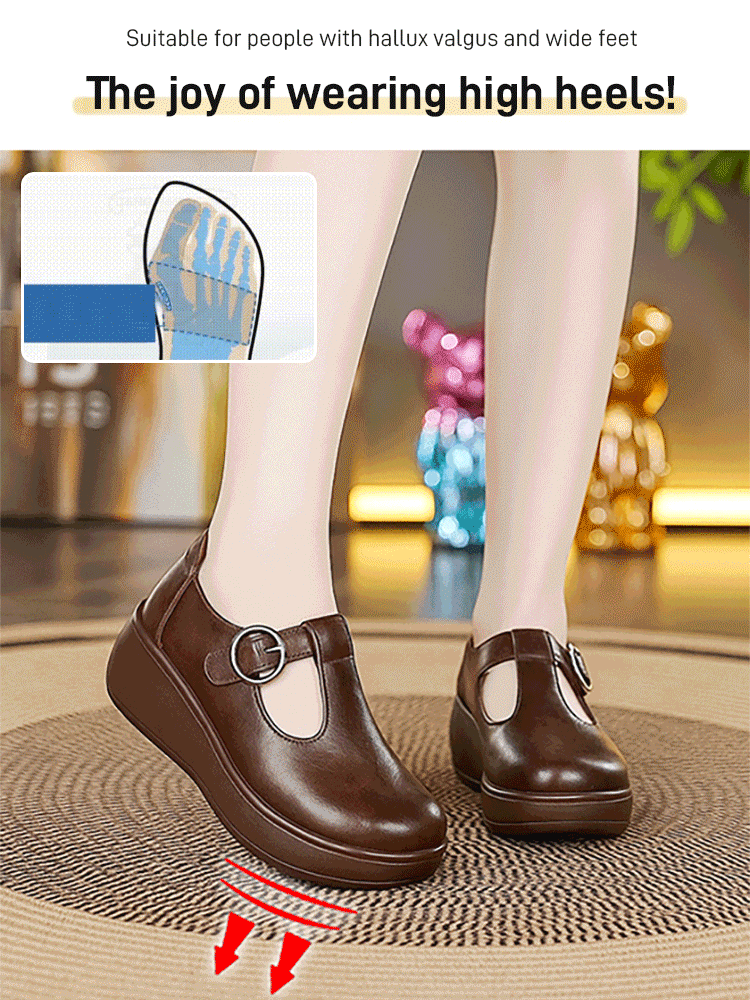 Magic Tape Thick-Soled Genuine Leather Rocking Shoes