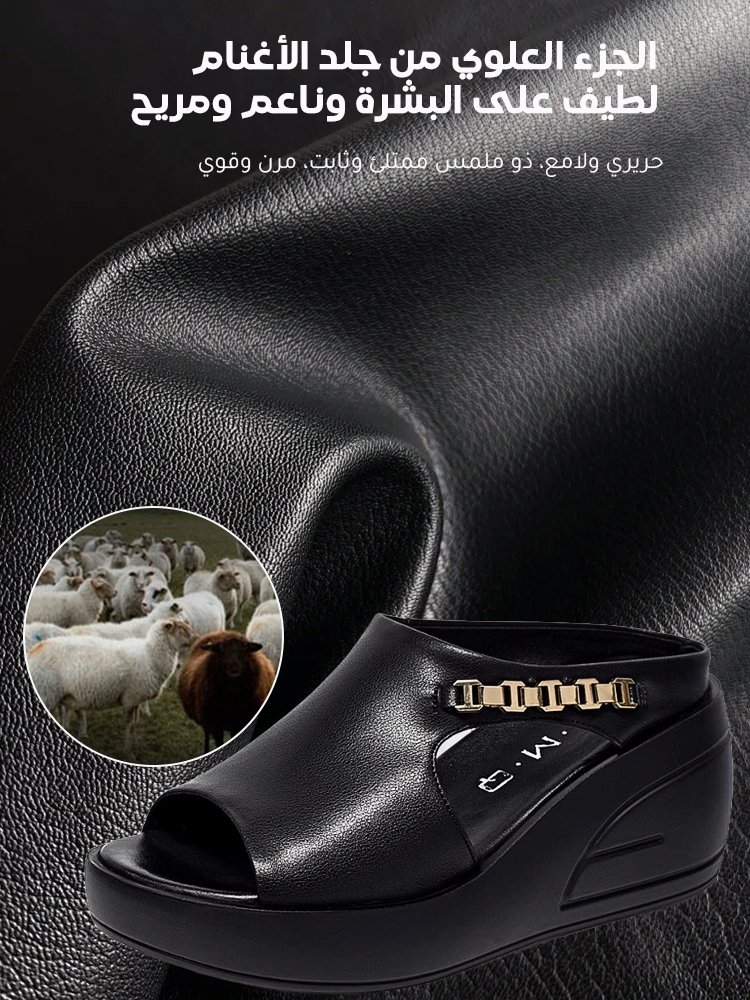 صندل طبي مريح مصنوع من الجلد الطبيعي الأصلي | ارتفاع الكعب 8 سم يخفف آلام القدم | تصميم فاخر ?