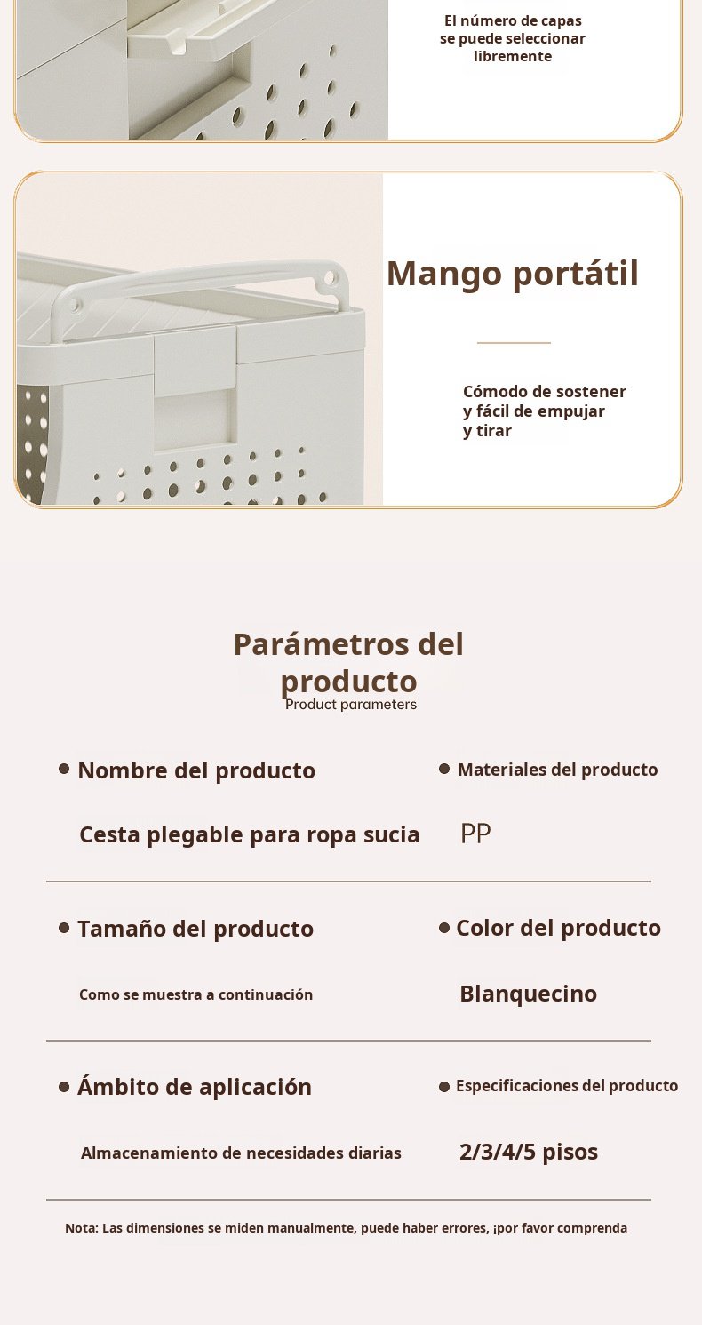 Cesta ligera y práctica para ropa sucia